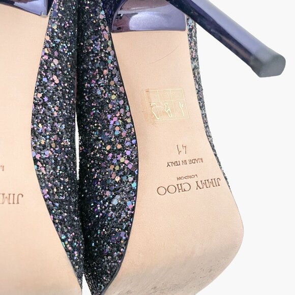 Jimmy Choo Cosmic Pumps EU 41 US 11 Purple Glitter Platform High Heels Metallic - Picture 10 of 11